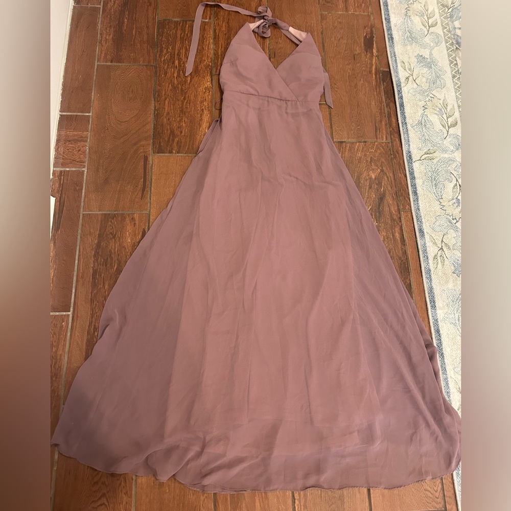 Birdy Grey size XS mauve pink halter bridesmaids dress